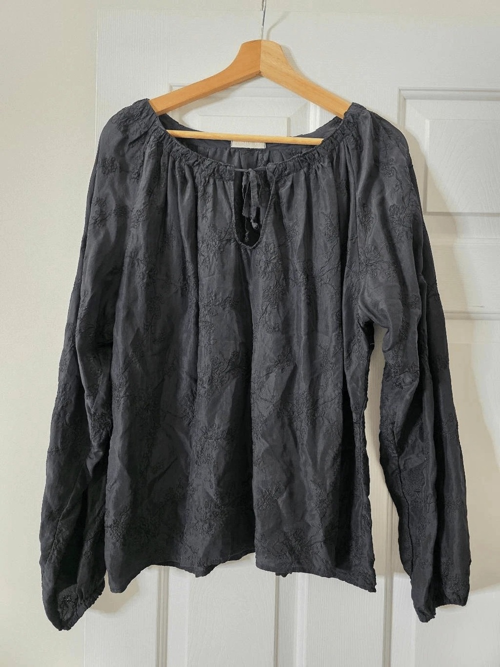 CP Shades Black Embroidered Peasant Top